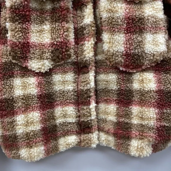 NWOT Anthropologie Avec Les Filles Plaid Teddy Sherpa Crop Shacket Jacket Small - Picture 5 of 10